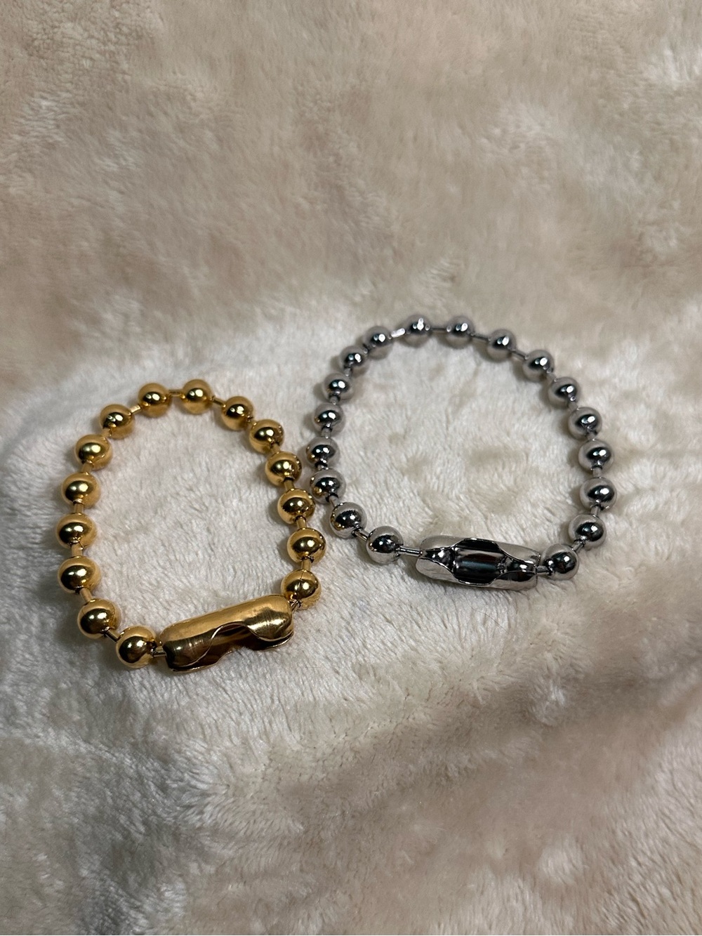 Plunder Gold tone and Silver tone Bead Ball Chain Bracelets Set